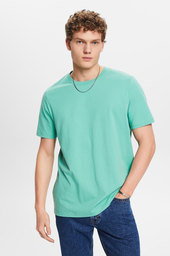 Jersey-T-shirt med rund hals, DUSTY GREEN, detail image number 0