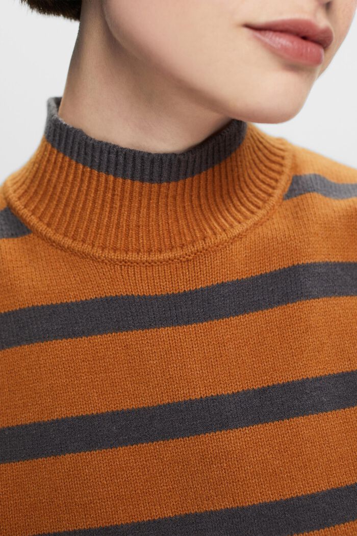 Stribet sweatervest med høj hals, CARAMEL, detail image number 2