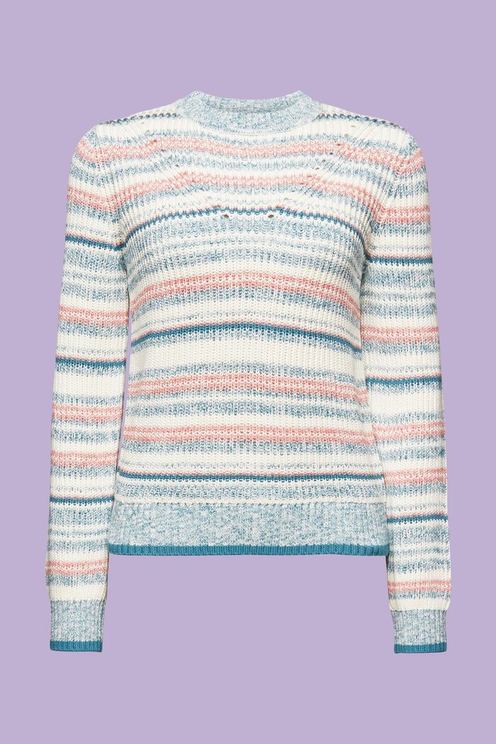 Stribet sweater med rund hals, DARK TURQUOISE, detail image number 6