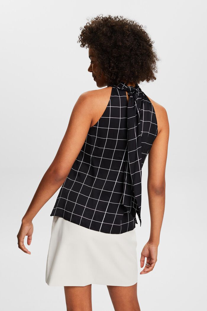 Halterneck-bluse i satin med bindebånd, BLACK, detail image number 2