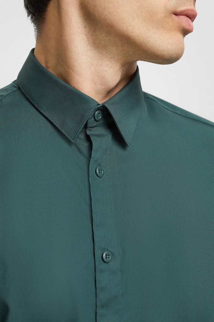 Skjorte i bæredygtig bomuld, DARK TEAL GREEN, detail image number 0