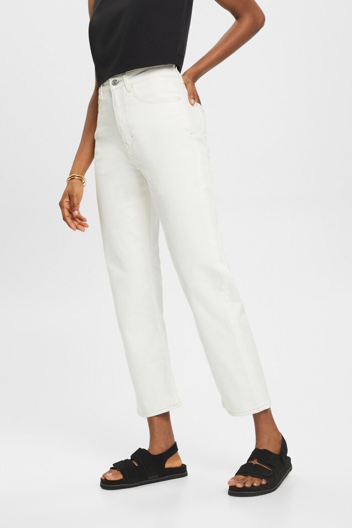Cropped jeans med lige ben, WHITE, detail image number 0