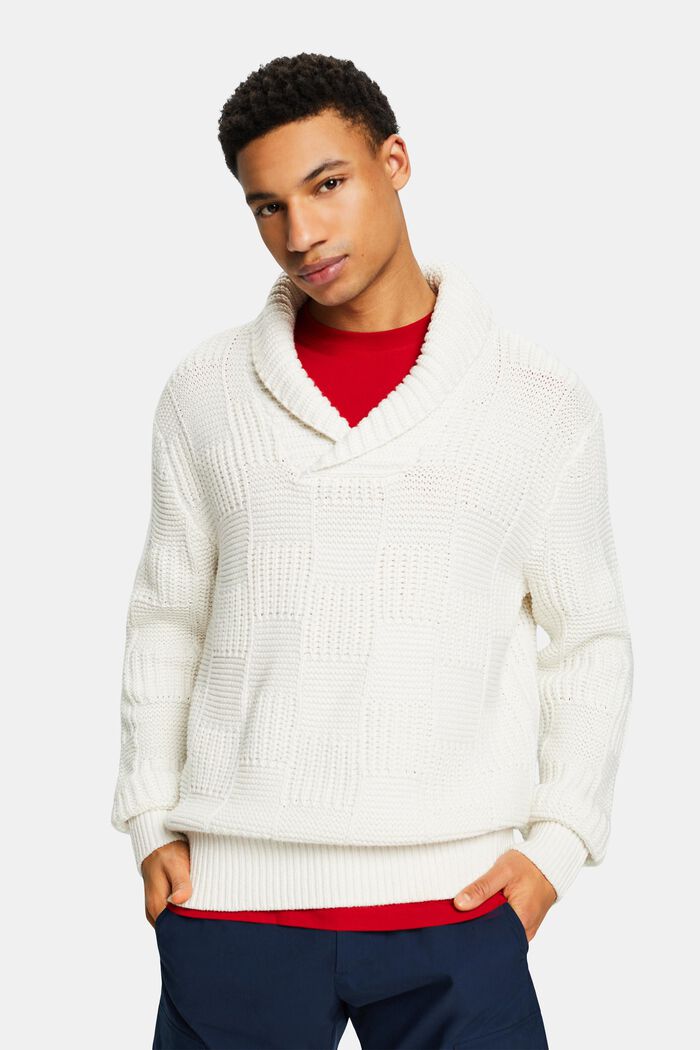 Sweater i chunky strik med sjalskrave, ICE, detail image number 0