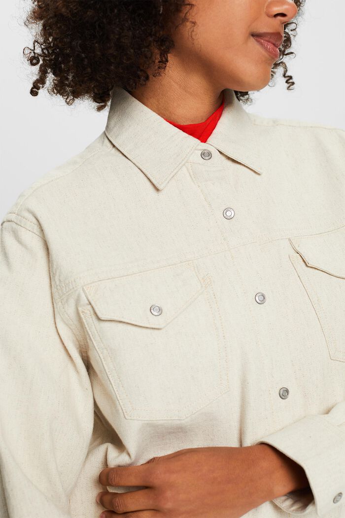 Langærmet overshirt-bluse, OFF WHITE, detail image number 3