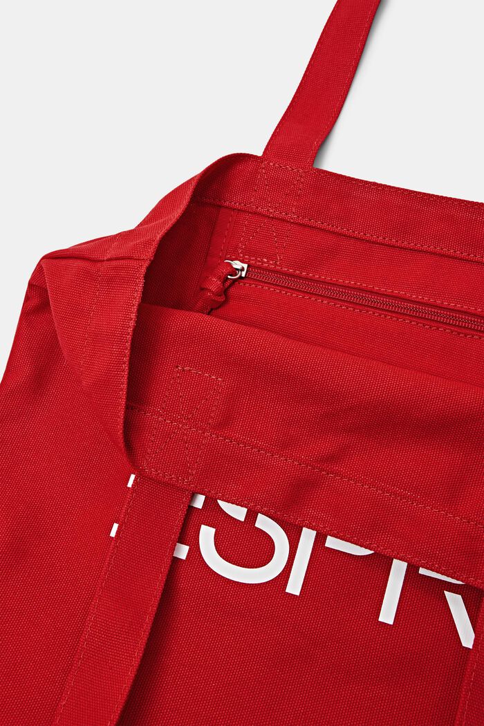 Shoppingtaske i canvas med logo, DARK RED, detail image number 1