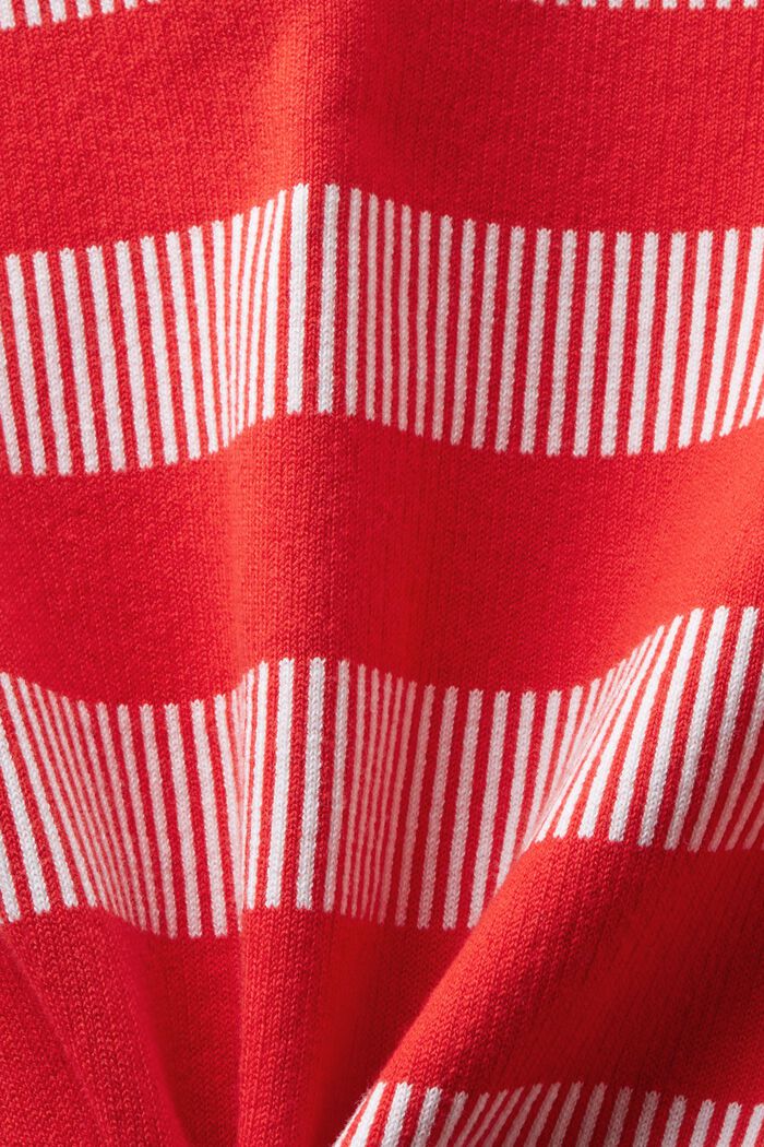 Cropped cardigan med jacquard-striber, RED, detail image number 5