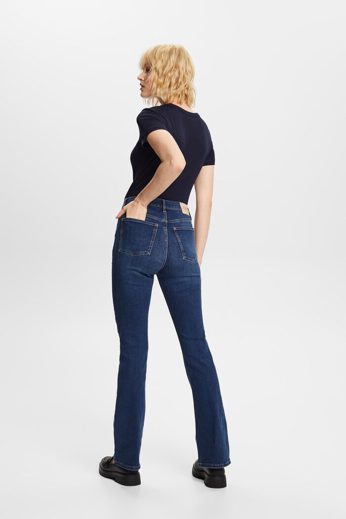 Genanvendt: bootcut-jeans med høj talje, BLUE DARK WASHED, detail image number 3