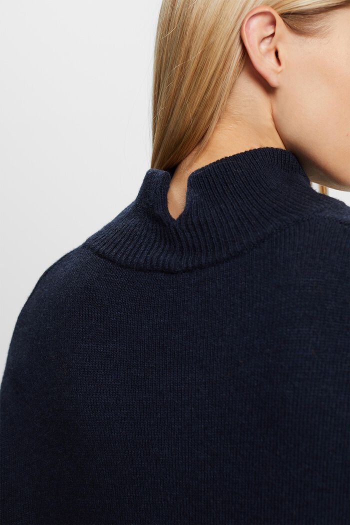 Sweater i uldmiks med høj hals, NAVY, detail image number 1