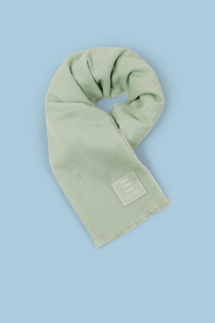 Tørklæde i børstet uldmiks, LIGHT AQUA GREEN, detail image number 0