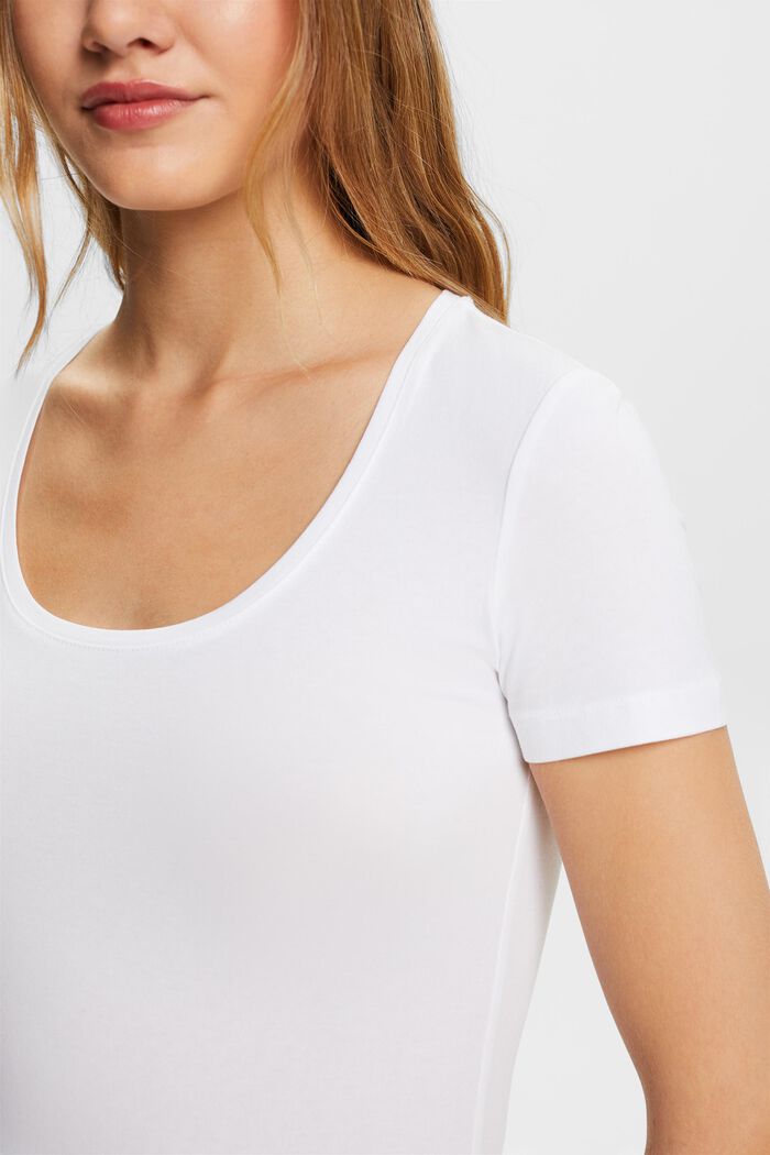T-shirt med dyb rund halsudskæring, WHITE, detail image number 2