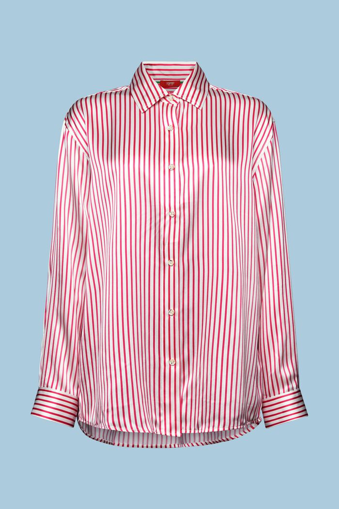 Stribet silkeskjorte, PINK FUCHSIA, detail image number 6