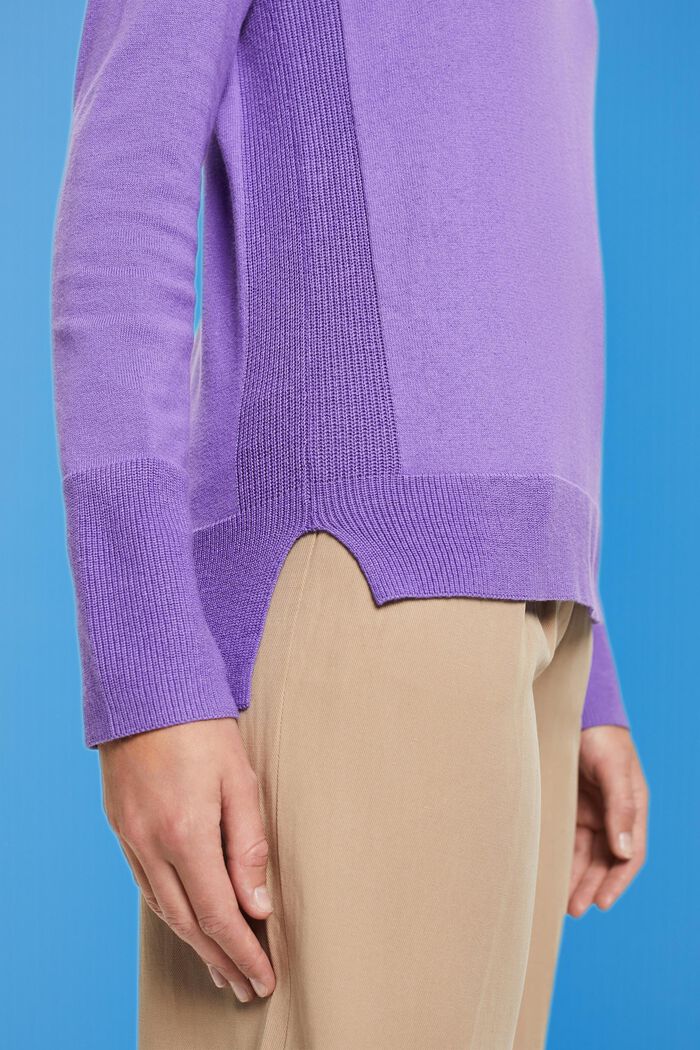Pullover i let strik med high/low-kant, PURPLE, detail image number 2