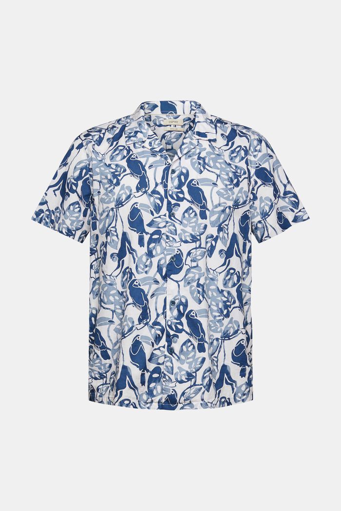 Kortærmet skjorte med tropisk print, 100% bomuld