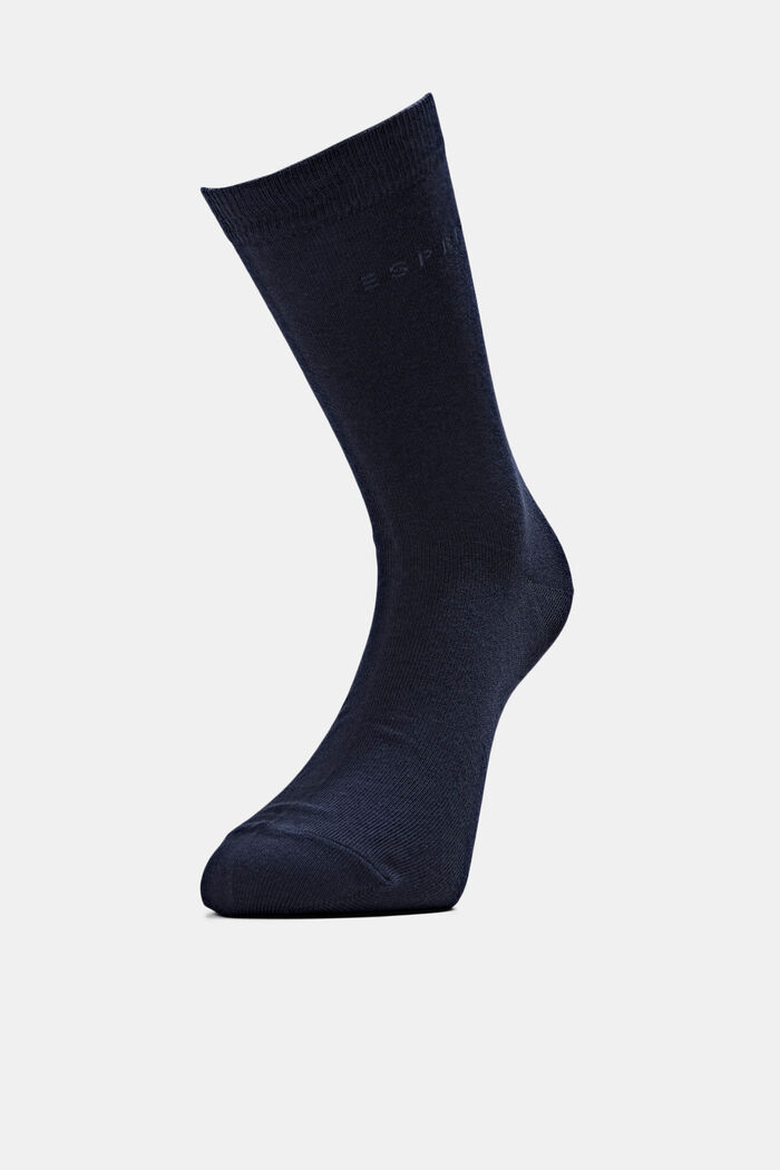 Pakke med 2 par sokker m. striklogo, øko bomuld, MARINE, detail image number 0