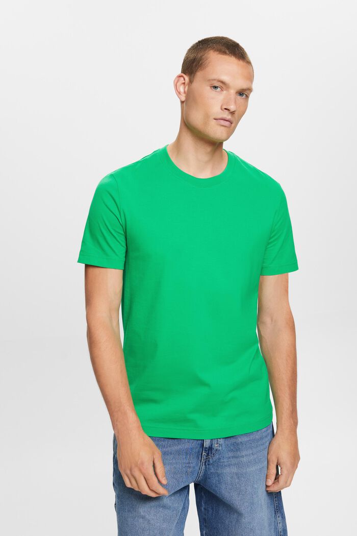 T-shirt i pima-bomuldsjersey med rund hals, GREEN, detail image number 0
