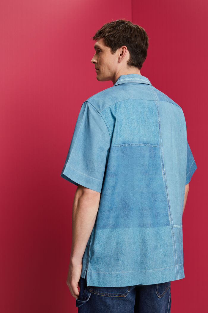 Shirt med allover-print i denim, BLUE MEDIUM WASHED, detail image number 3