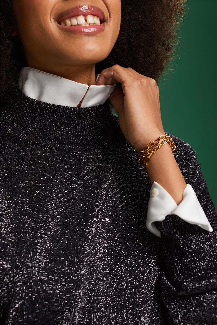 Funklende sweater med høj hals, BLACK, detail image number 3