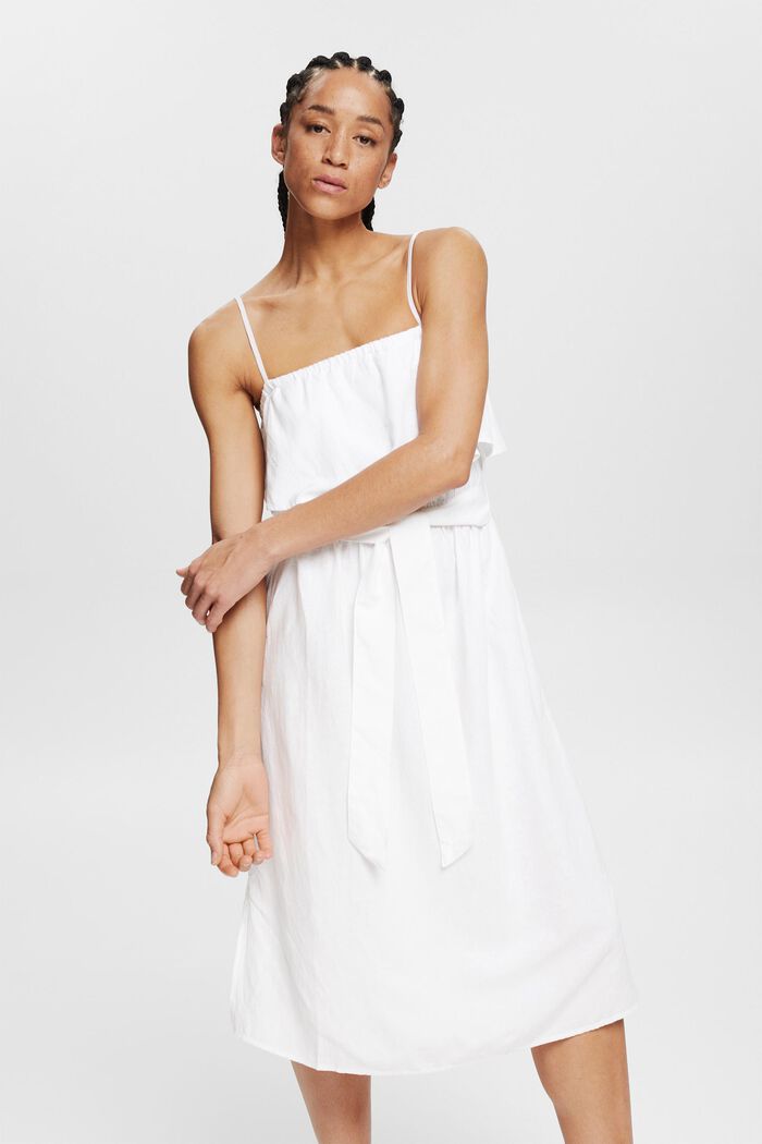 Med hør: kjole med regulerbare stropper, WHITE, detail image number 0