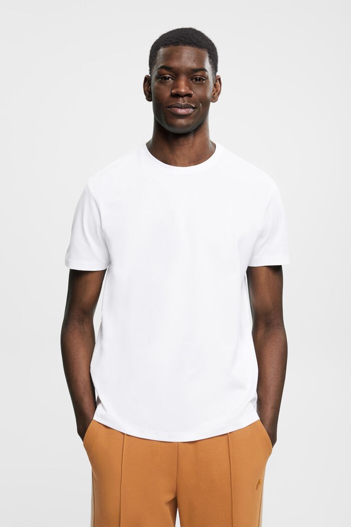 Slim fit T-shirt i pimabomuld, WHITE, detail image number 0