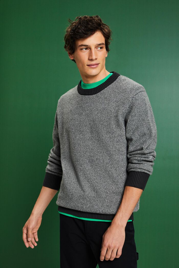 Sweater i uldmiks med rund hals, MEDIUM GREY, detail image number 0