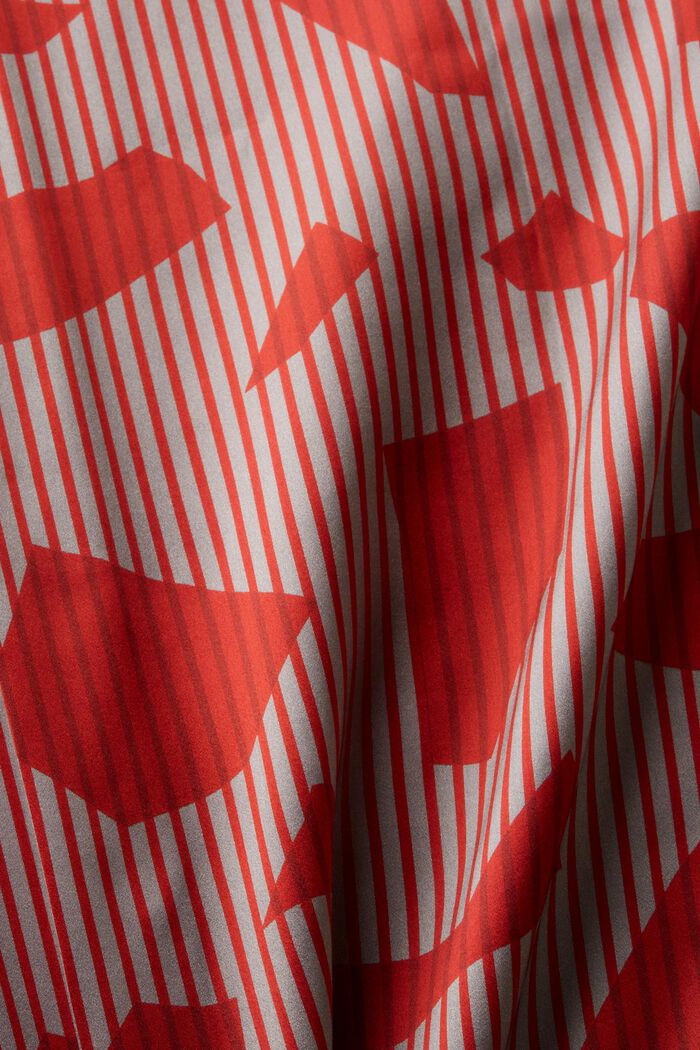 Silkeskjorte med tryk og knaplukning, DARK RED, detail image number 5