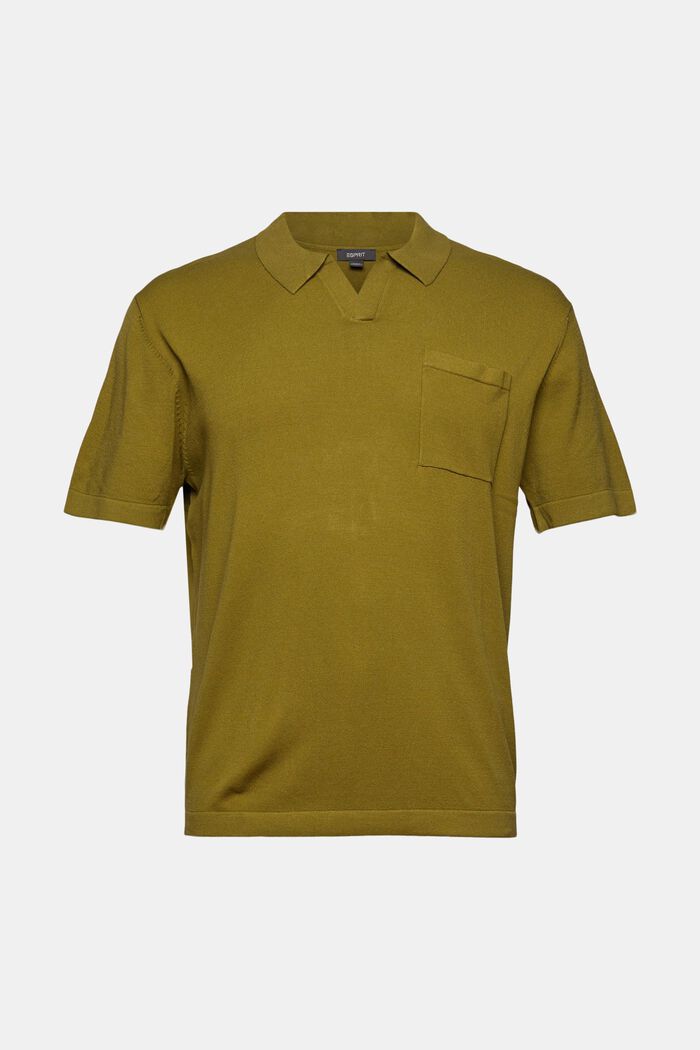 Poloskjorte i finmasket strik, LENZING™ ECOVERO™, OLIVE, detail image number 2