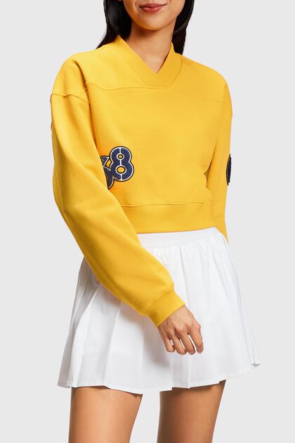 Cropped varsity-sweatshirt med patches