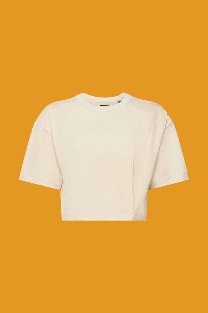 Cropped jersey-T-shirt med rund hals, BEIGE, detail image number 7