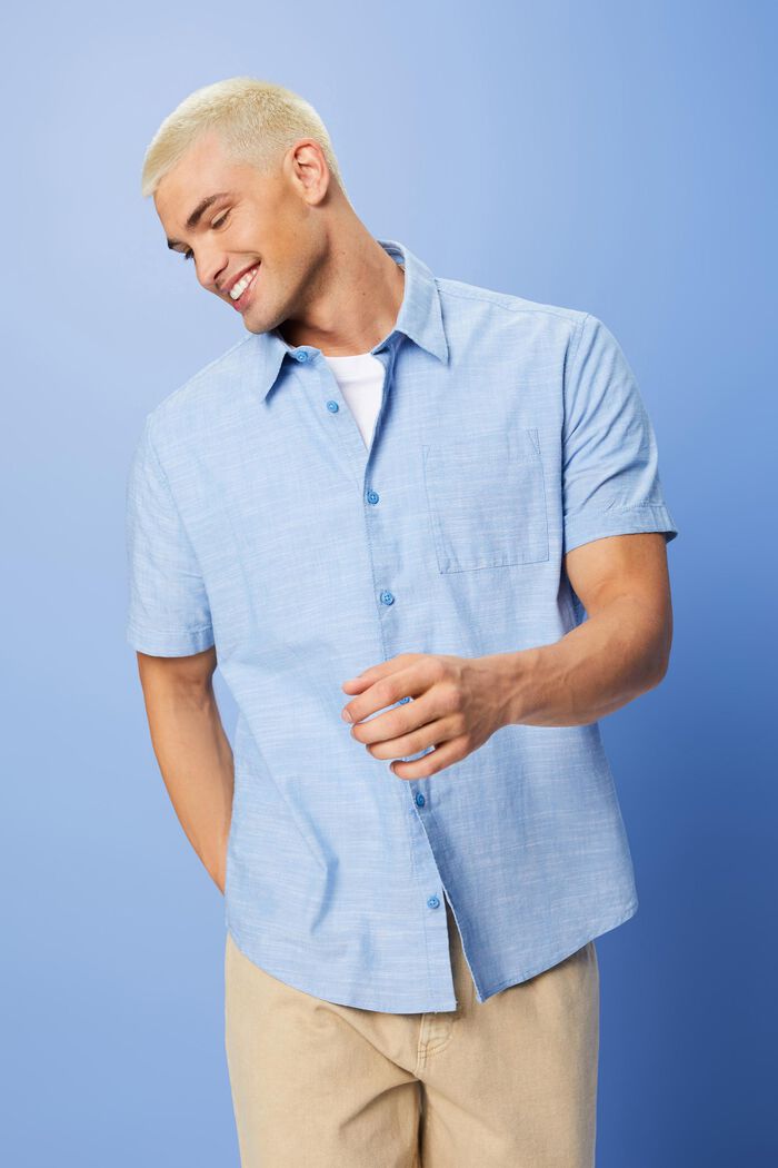 Button down-skjorte i bomuld, LIGHT BLUE, detail image number 0