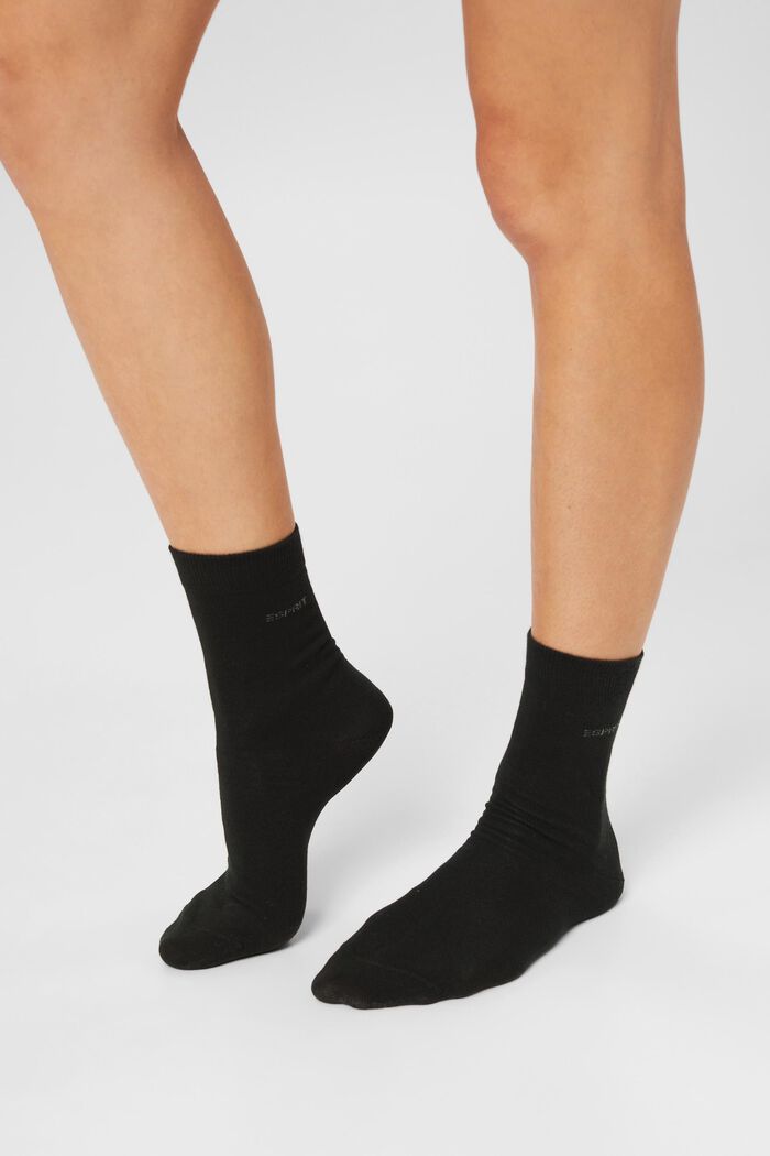 Pakke med 10 par ensfarvede sokker, økologisk bomuld, BLACK, detail image number 2