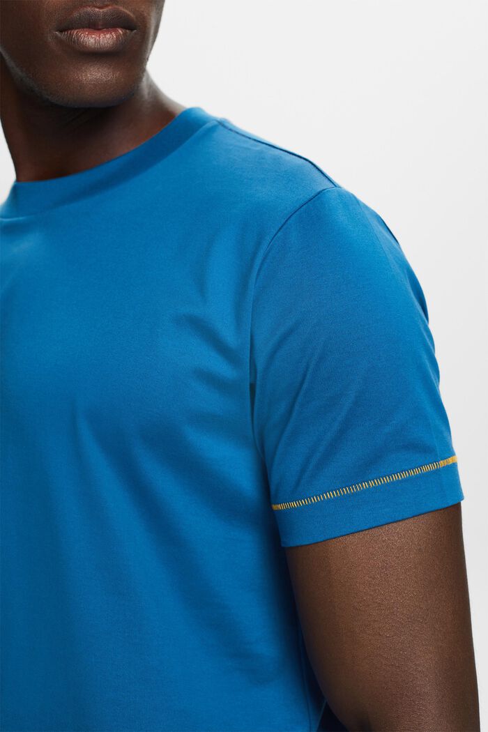 Jersey-T-shirt med rund hals, 100 % bomuld, DARK BLUE, detail image number 2