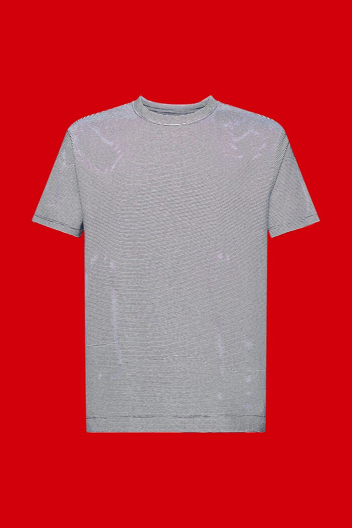 Stribet T-shirt i jersey, hør-/bomuldsmiks, NAVY, detail image number 6