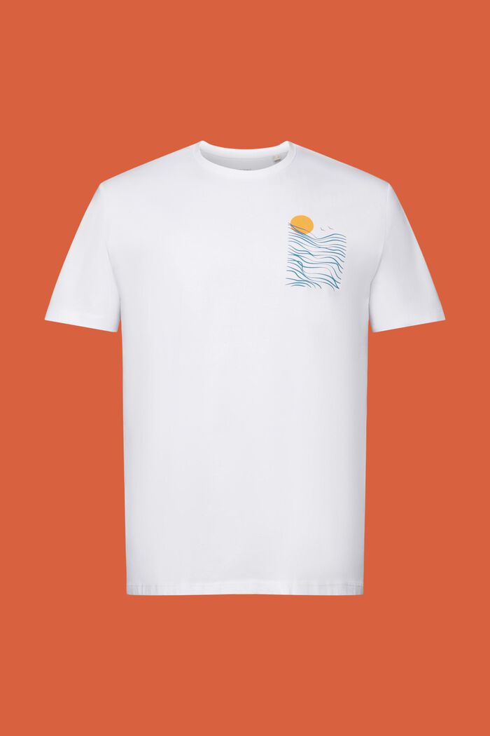Jersey-T-shirt med print på brystet, 100 % bomuld, WHITE, detail image number 6