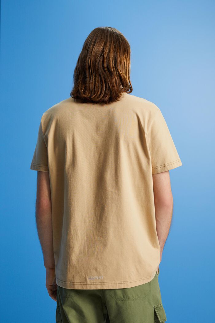 T-shirt i bomuld med delfinprint, SAND, detail image number 3