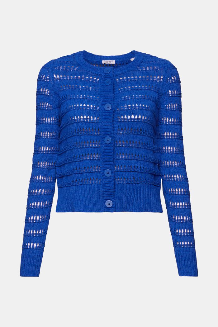 Sweater-cardigan i åben strik, BRIGHT BLUE, detail image number 5