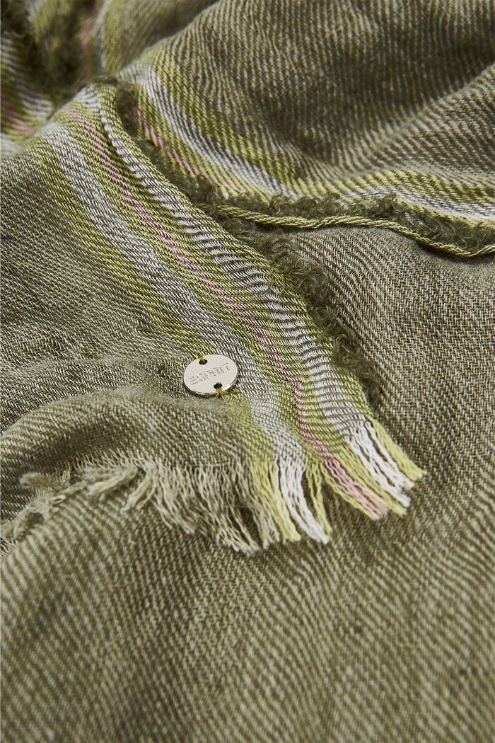 Tørklæde i en hørblanding, LIGHT KHAKI, detail image number 1