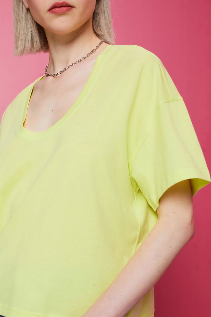 Cropped oversized T-shirt, 100 % bomuld, LIME YELLOW, detail image number 2