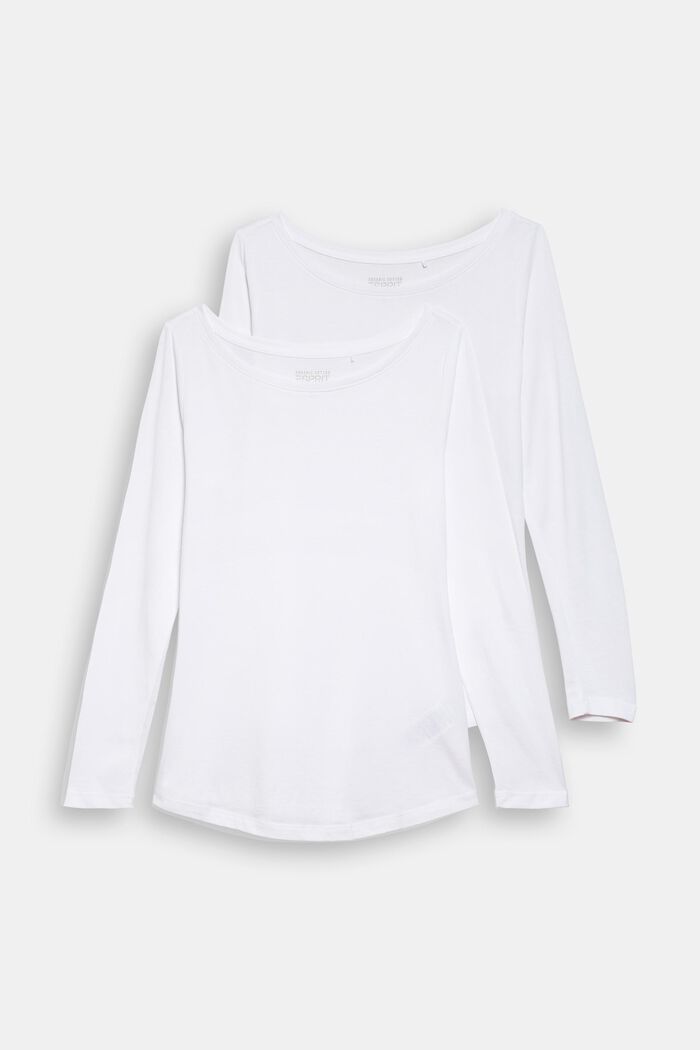 Pakke med 2 langærmede T-shirt af økologisk bomuldsblanding, WHITE, detail image number 4