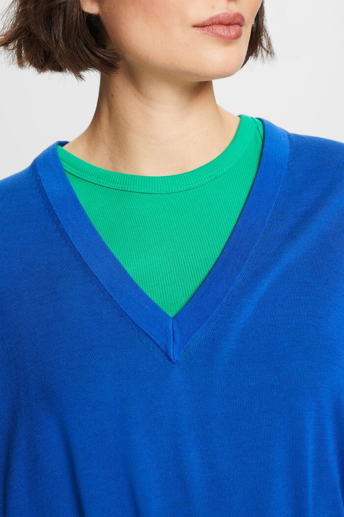 Sweater med V-hals, BRIGHT BLUE, detail image number 3