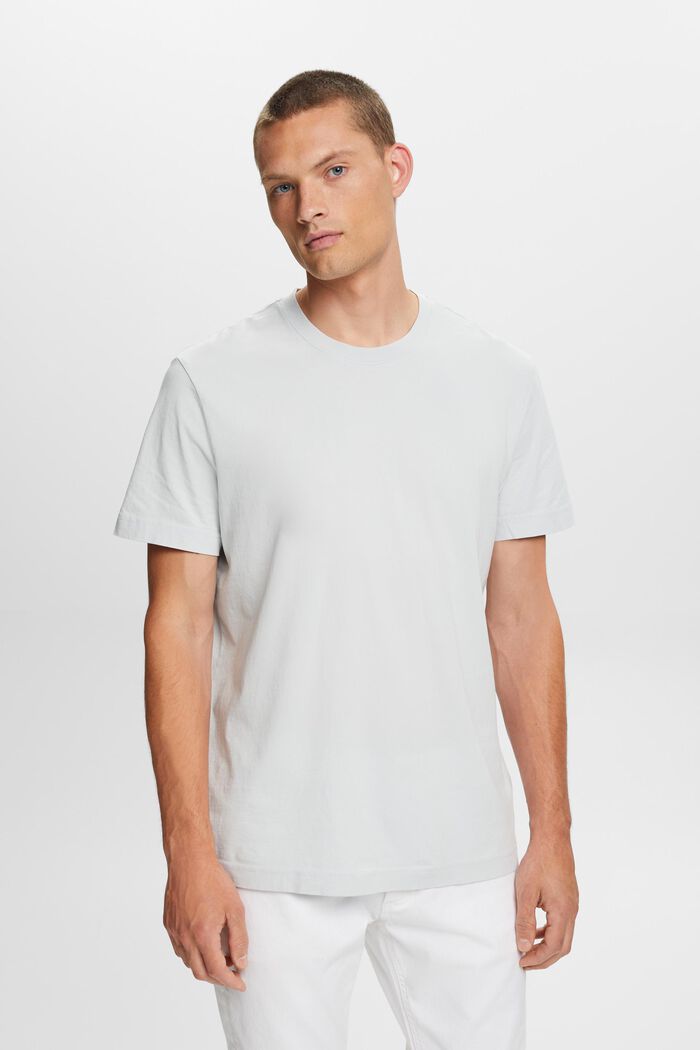 Jersey-T-shirt med rund hals, 100 % bomuld, LIGHT BLUE, detail image number 0