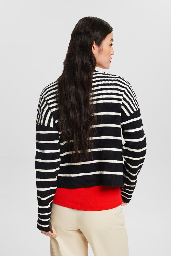 Stribet sweater med lange ærmer, BLACK, detail image number 3