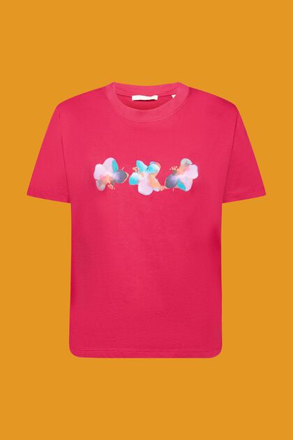 Bomulds-T-shirt med blomsterprint