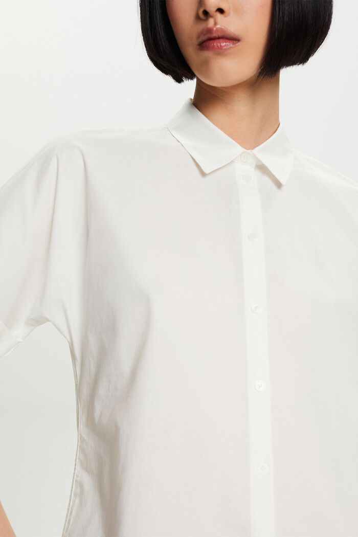 Kortærmet T-shirt i bomuldspoplin, OFF WHITE, detail image number 4