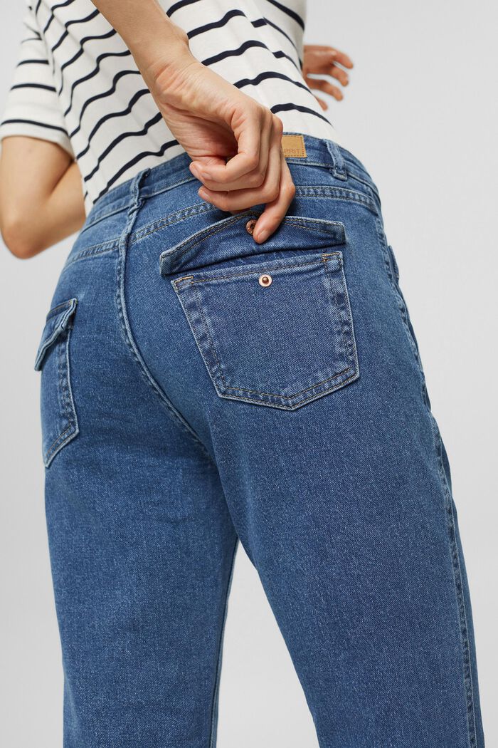 Bootcut-jeans med påsatte lommer, BLUE MEDIUM WASHED, detail image number 6