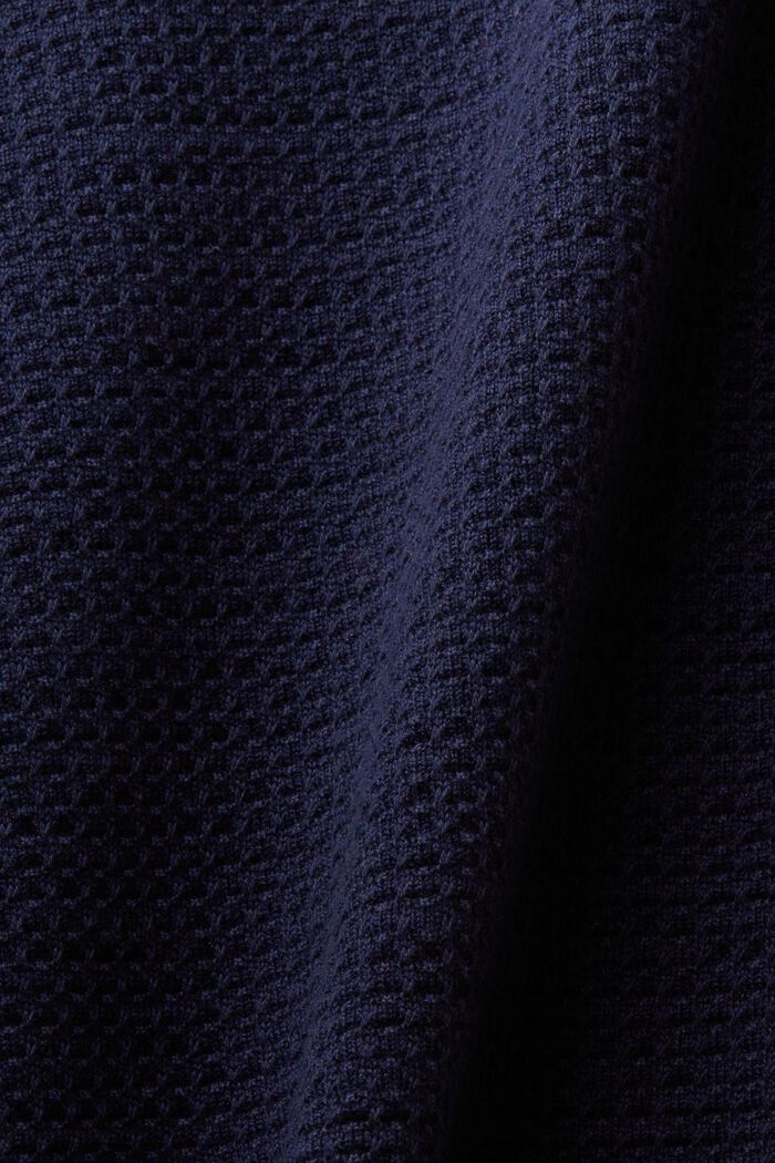 Troyer-sweater i bomuld med struktur, NAVY, detail image number 4