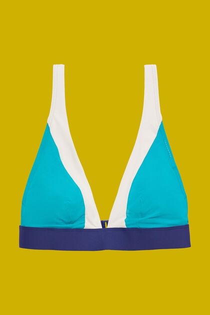 Polstret bikinitop med farveblok-design