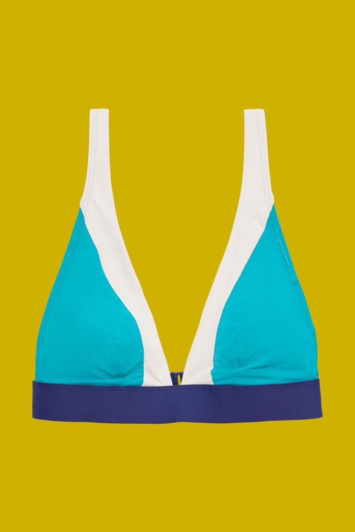 Polstret bikinitop med farveblok-design, TEAL GREEN, detail image number 4