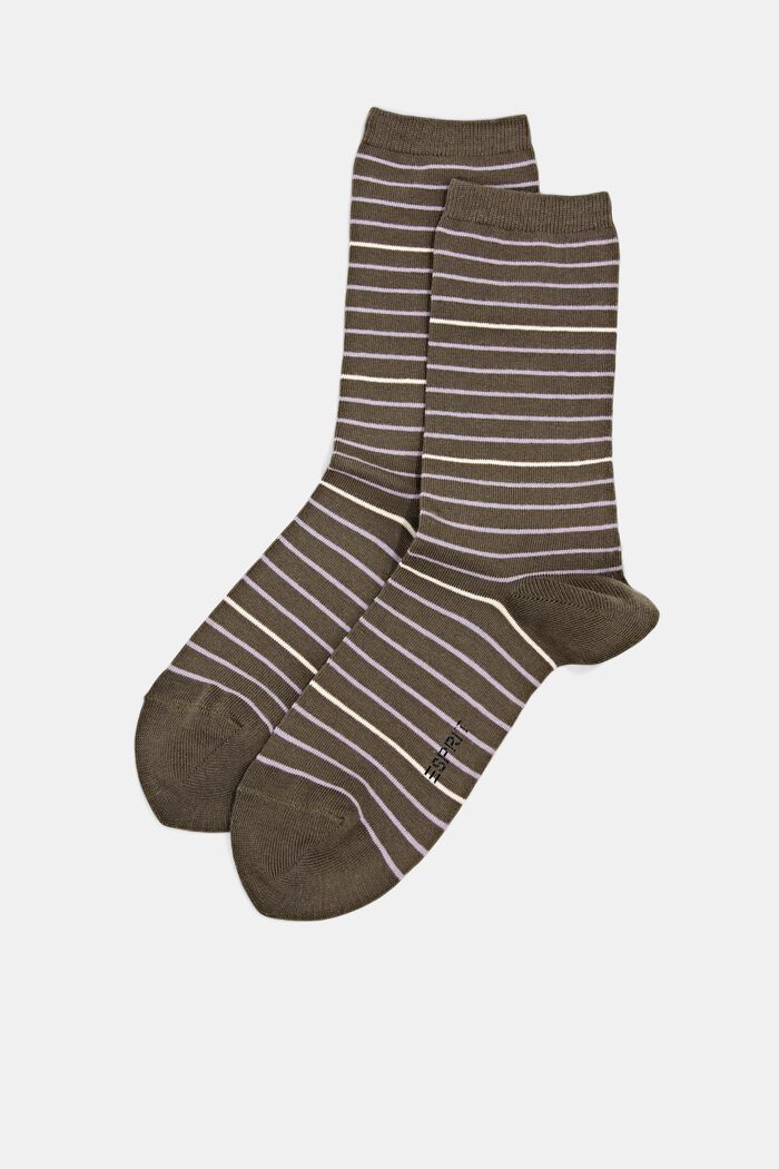 Pakke med 2 par sokker, økologisk bomuldsblanding, MILITARY, detail image number 0
