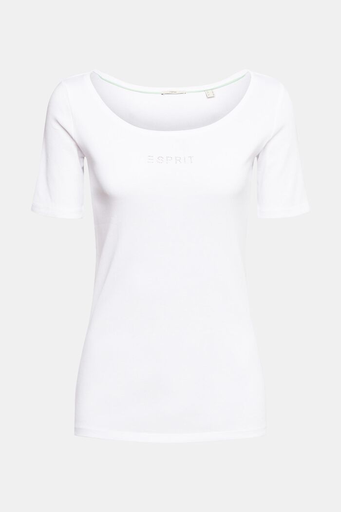 T-shirt med rhinstenslogo, WHITE, detail image number 2