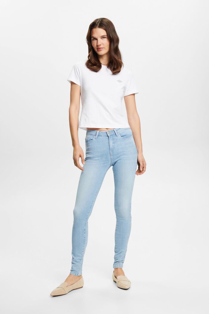 Skinny jeans i bæredygtig bomuld, BLUE BLEACHED, detail image number 4